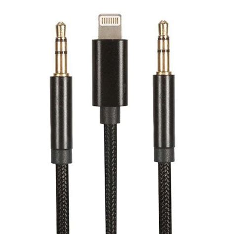 Кабель AUX - 2 в 1 для [3.5 mm - Lightning] Черный купить по цене от ...