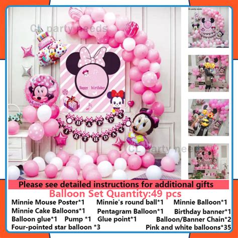 （in Stock）minnie Mouse Happy Birthday Party Set With Number Foil