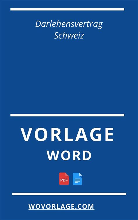 Darlehensvertrag Schweiz Vorlage Word Pdf Muster