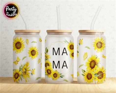 Mama Sunflower Libbey Glass Can Png Mom Life Can Glass Mother Day