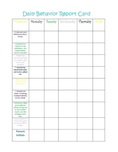 Behaviour Report Template 5 Professional Templates Daily Behavior