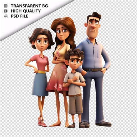 Fam Lia Latina Triste D Cartoon Estilo Fundo Branco Isolado Psd Premium