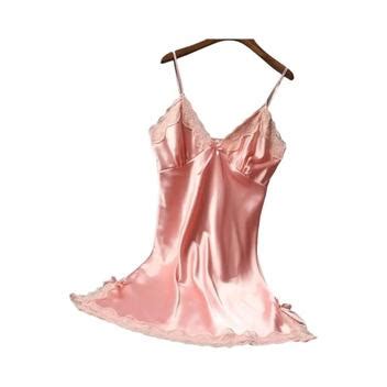 Camisola Sexy de Seda Renda Lingerie Feminina para Noite de Núpcias Camisola Feminina