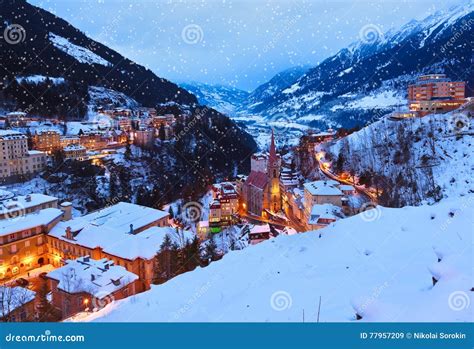 Mountains Ski Resort Bad Gastein Austria Stock Image Image Of Night