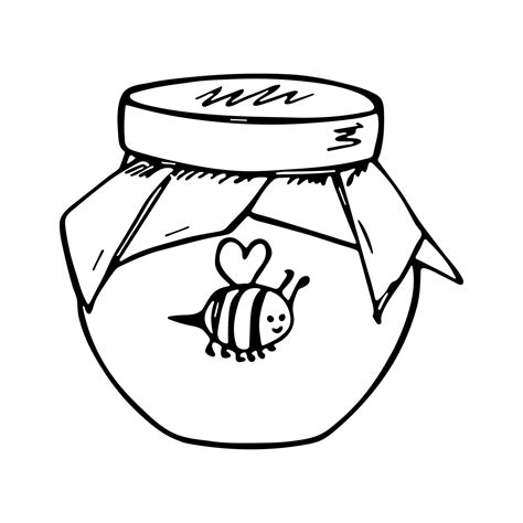 Hand drawn honey jar clipart. Healthy natural organic product doodle ...
