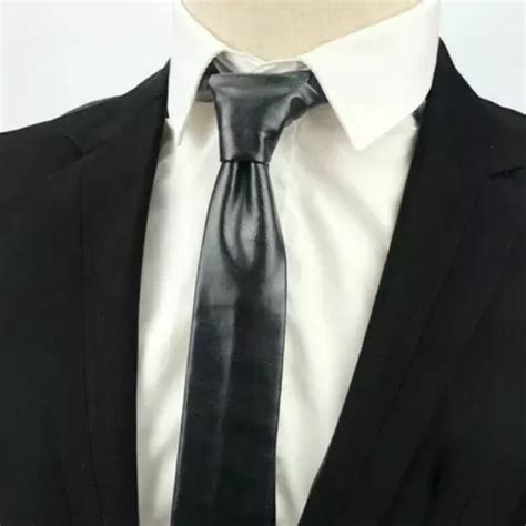 Gravata Slim Couro Preto Bordô Terno Social Homem Moderno MercadoLivre