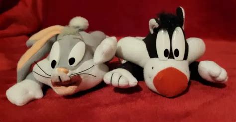 VINTAGE LOONEY TUNES Bugs Bunny And Sylvester Plush Soft Toys Play By