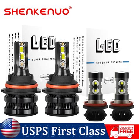 SHENKENUO 9007 HB5 Led Bulbs Bundle H11 LED Bulbs LED Fog Lights Bulb ...