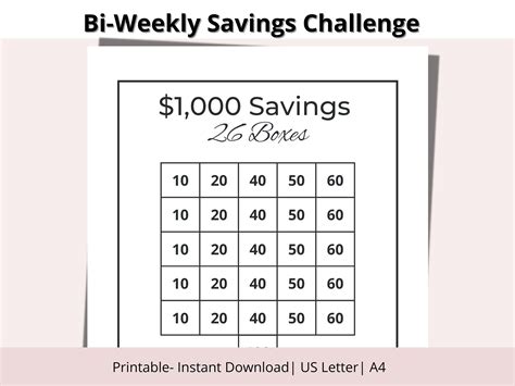 52 Week Money Challenge Bimonthly