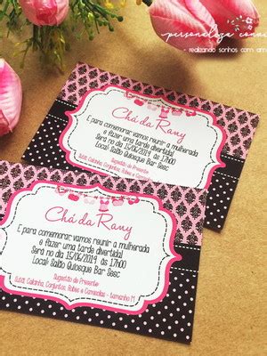 Convite Cha De Lingerie Rosa E Preto Compre Produtos Personalizados No Elo