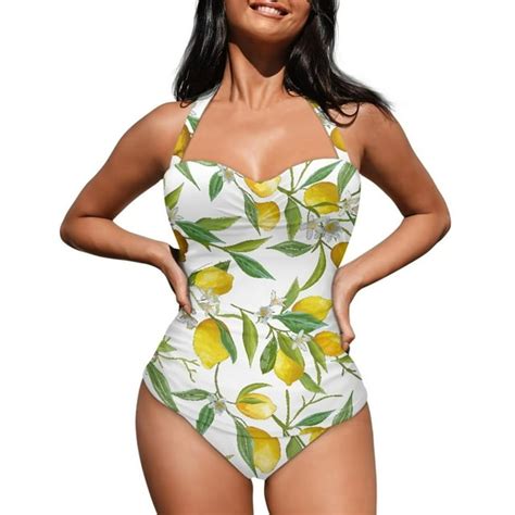 Stuoarte Lemon Women Bathing Suits Tankini With Wrap Scoop Neck