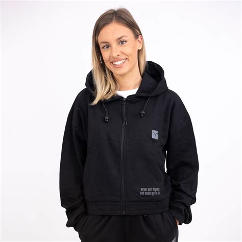Lady Zipper Hoodie Crop Shadow Black Tadej Pogačar