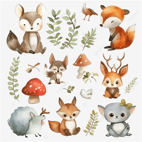 Cute Animal Watercolor Elements Background Watercolor Cute Png