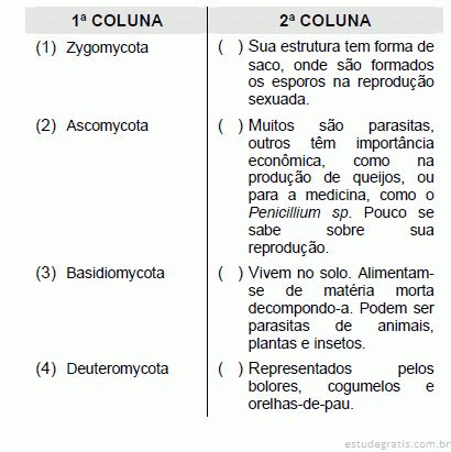 Associe As Colunas - Associe as colunas. A seqüência CORRETA na 2ª coluna... - Estude Grátis