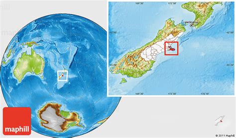 Physical Location Map Of Christchurch Highlighted Parent Region