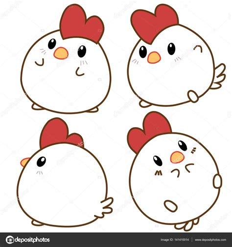 Chicken Chibi Illustration For Rooster Year Greeting Element Stock