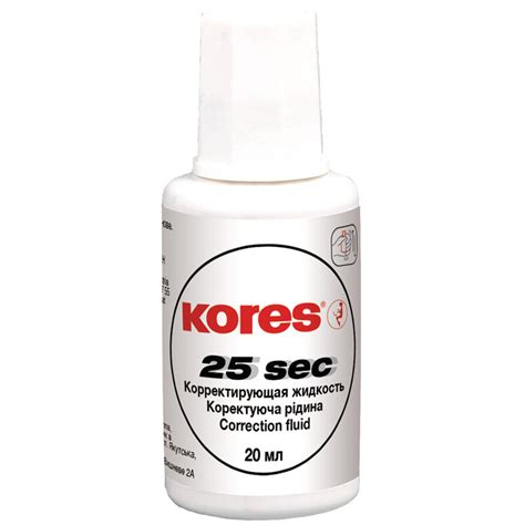 Корректирующая жидкость Kores "White", 20мл, на химической основе, с ...