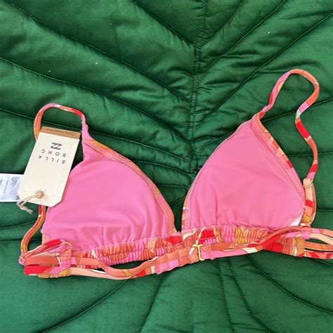 Billabong Swim Nwt Billabong Pretty Groovy Double Strap Bikini Top Pink And Red Poshmark