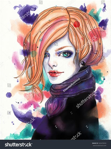 Portrait Beautiful Girl Blonde Short Hair Stock Illustration 503470933 Shutterstock