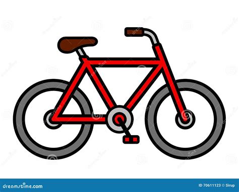 Dibujo De Esquema Rojo Colorido De La Bicicleta De La Historieta