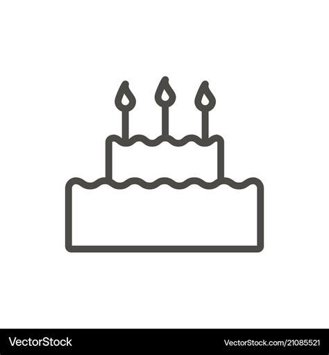 Cake icon line birthday cake symbol Royalty Free Vector