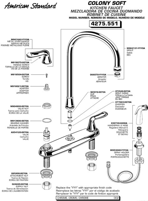 American Standard Kitchen Faucet Parts Diagram American Stan