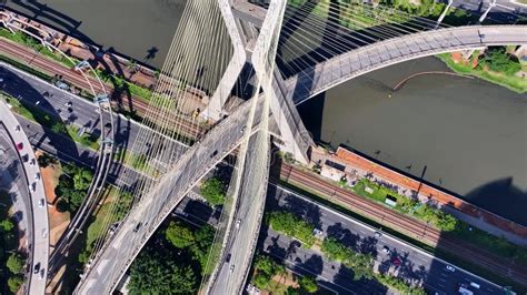 Time Lapse Of Famous Estaiada Bridge At Downtown Sao Paulo Brazil