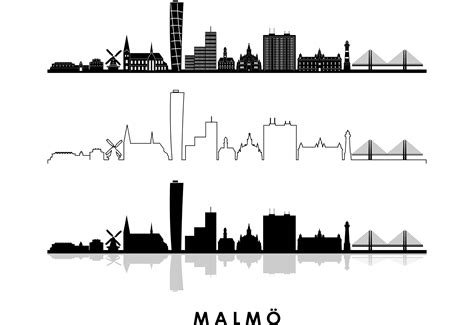 Malmö Sweden City Skyline Silhouette Graphic by simpline · Creative Fabrica