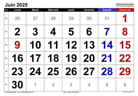 Calendrier 2025 Juin - Calendrier 2025 Vacances