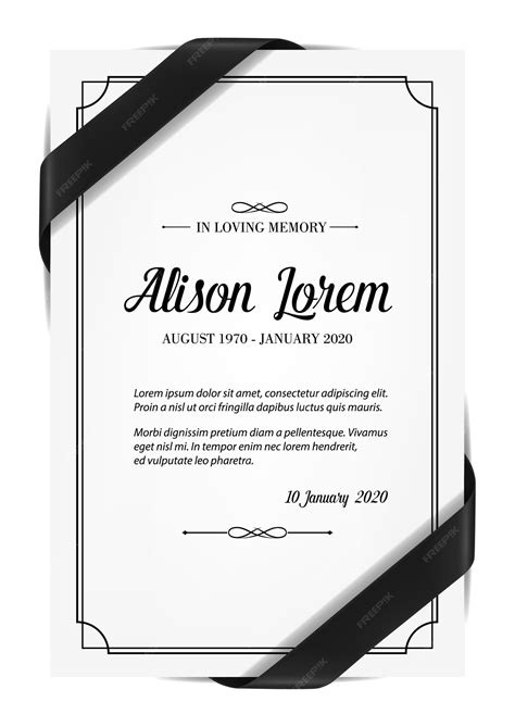 Premium Vector | Funerary card with obituary condolence and mourning