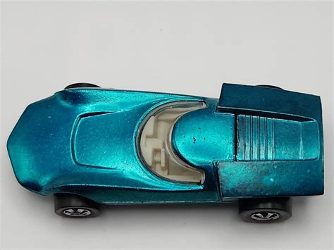 Vintage Mattel Hot Wheels Redline Turbofire Aqua White Interior W Badge