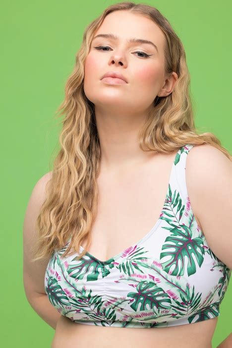 Bikini Top Softcups Drapierte B Ste Bl Tter Print Bikinis Tankinis Bademode