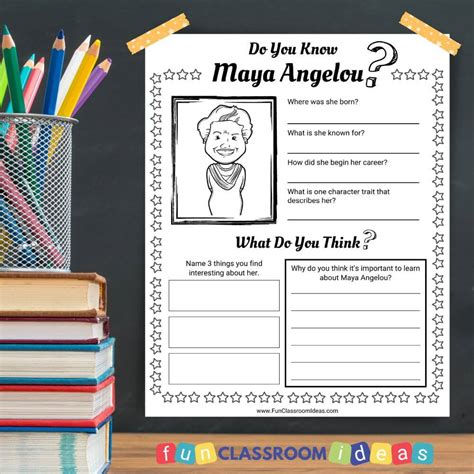 Use This Free Maya Angelou Biography Worksheet To Encourage Empathy Bingo Printables