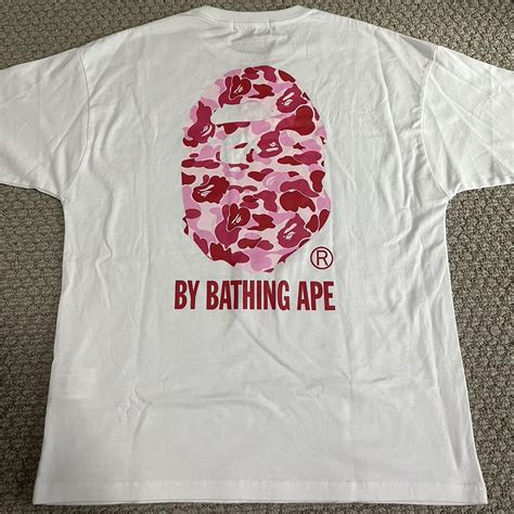 bape  bathing ape pink camo tee  shirt  depop