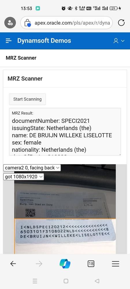 How To Scan Mrz In An Oracle Apex Application Dynamsoft Developers Blog