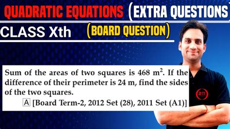 Sum Of The Areas Of Two Squares Is M If The Difference Of Their