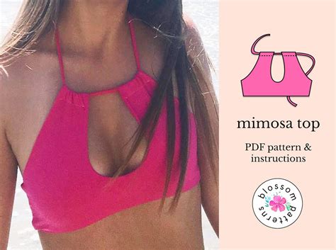 Womens Bikini Top Sewing Pattern PDF With How To Instructions Halter DIY Swimsuit Printable