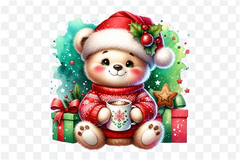 Cute Christmas Teddy Bear Hot Chocolate Graphic By Lara S Designs Creative Fabrica