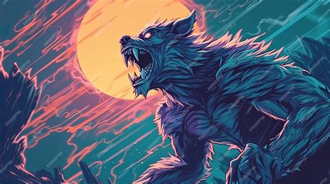 Premium AI Image | A werewolf howling at the full moon Fantasy concept Illustration painting