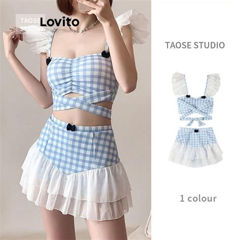 Lovito Women Casual Gingham Pattern Bikini Sets LNA64096 Shopee Philippines