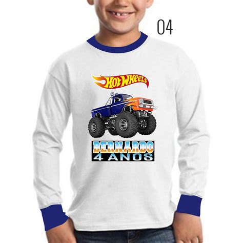 Camiseta Manga Longa Hot Wheels Personalizada Nome Infantil Shopee Brasil