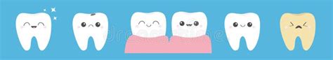 Icône De Sourire Saine De Dent Mauvaises Dents Malades Pleurantes Avec