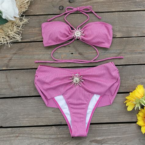 Uaang Hanging Neck Strap With Chest Skinny Body Swimsuit Woman New High Waisted Bikini Sexy