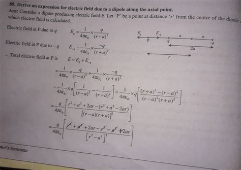 Derive An Expression For Electric Field Due Electric Dipole At A Point