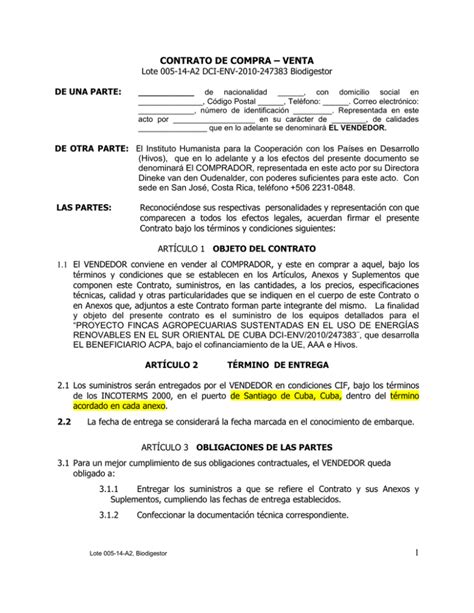 Machote Contrato De Compra Venta Contrato De Compraventa En General