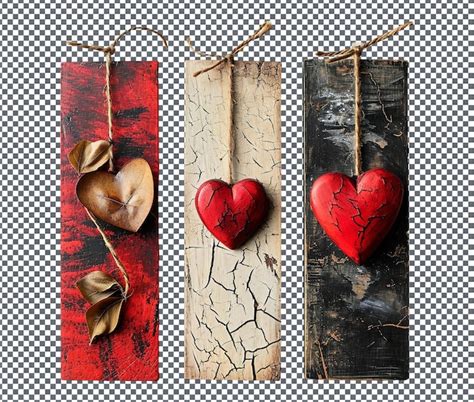 Premium Psd Beautiful Love Themed Bookmarks Isolated On Transparent