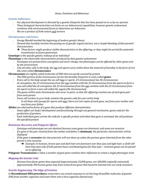 Chapter 4 - Genes, Evolution, and Behaviour - Genes, Evolution and ...