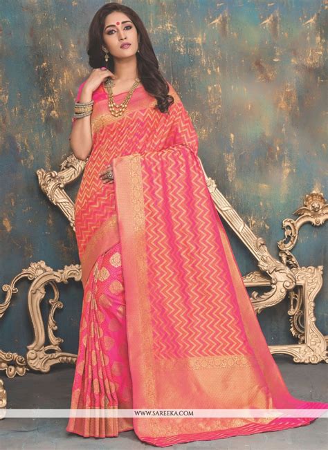 Buy Pink Banarasi Silk Traditional Designer Saree Online Uk