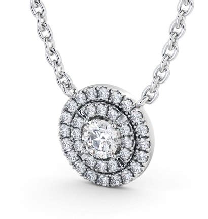 Halo Round Diamond Pendant 9K White Gold Clara Angelic Diamonds