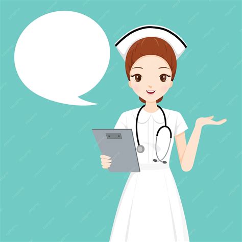 Premium Vector | Nurse holding clipboard talking